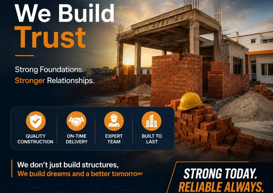 Brick construction site showing strong masonry work